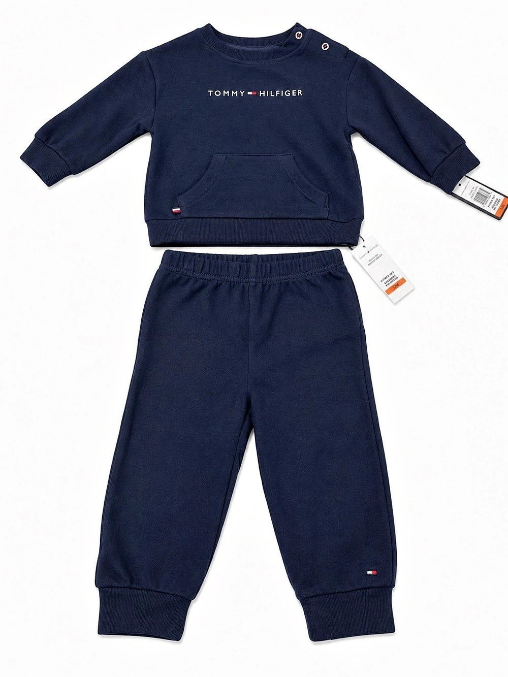 Tommy Hilfiger Baby Boys Fleece Sweatshirt and Jogger Set Jogger Set Blue 12M